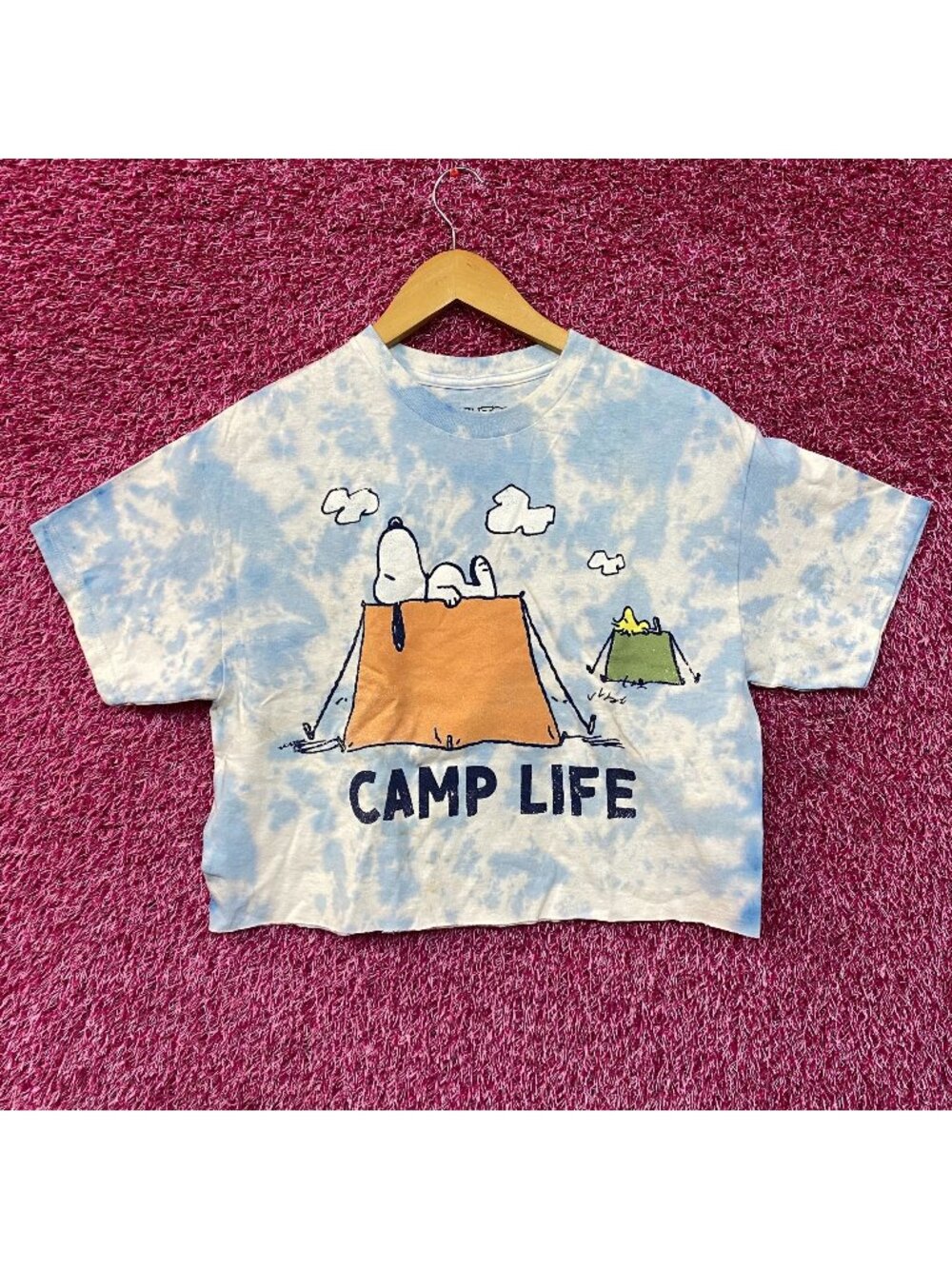 Peanuts Camp Life tiedye crop top size medium